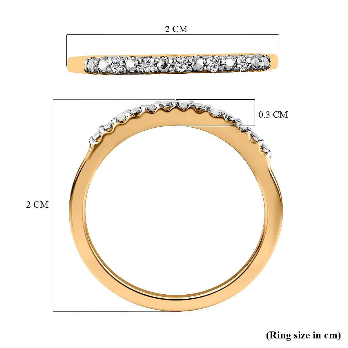 Diamond Half Eternity Ring in 18K Vermeil Yellow Gold Plated Sterling Silver 3674394 6