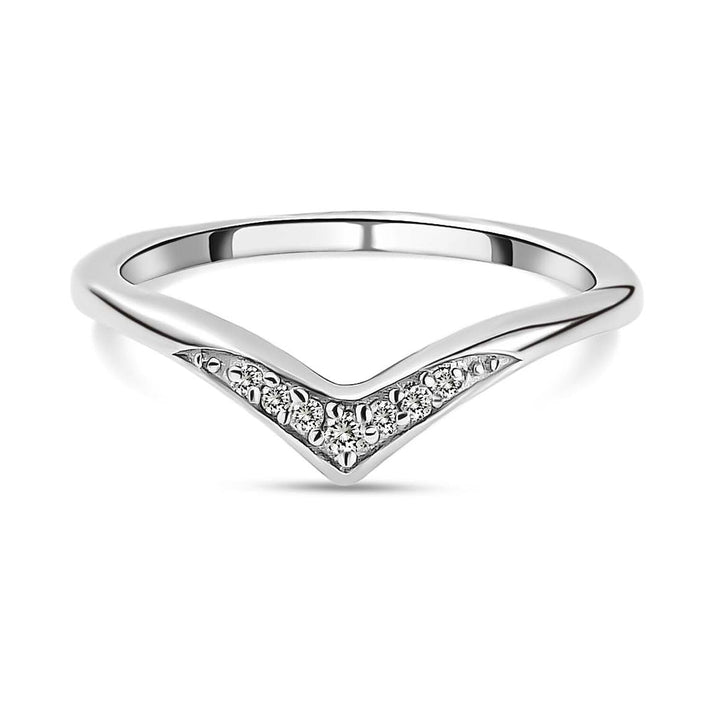 Diamond Wishbone Wedding Band Ring in Sterling Silver with Platinum Plating 3798808 1