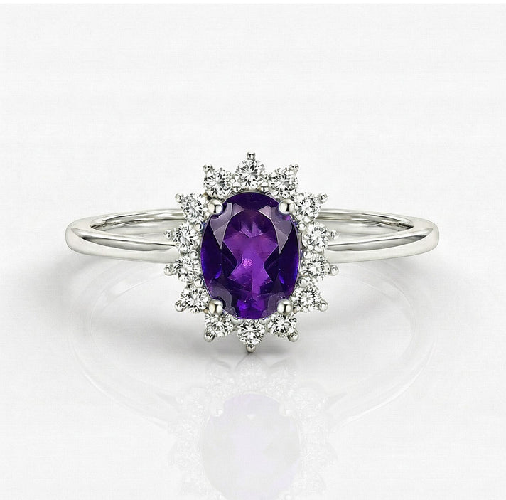 Princess Diana Inspired Ethiopian Welo Opal October Birthstone Halo Ring in Sterling Silver with Platinum Plating 7442396 1