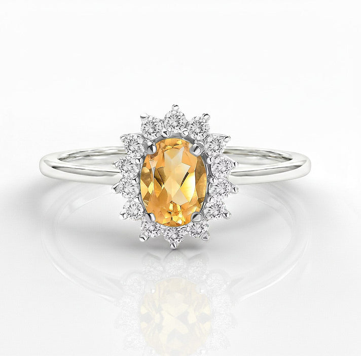 Princess Diana Inspired Ethiopian Welo Opal October Birthstone Halo Ring in Sterling Silver with Platinum Plating 7442396 1
