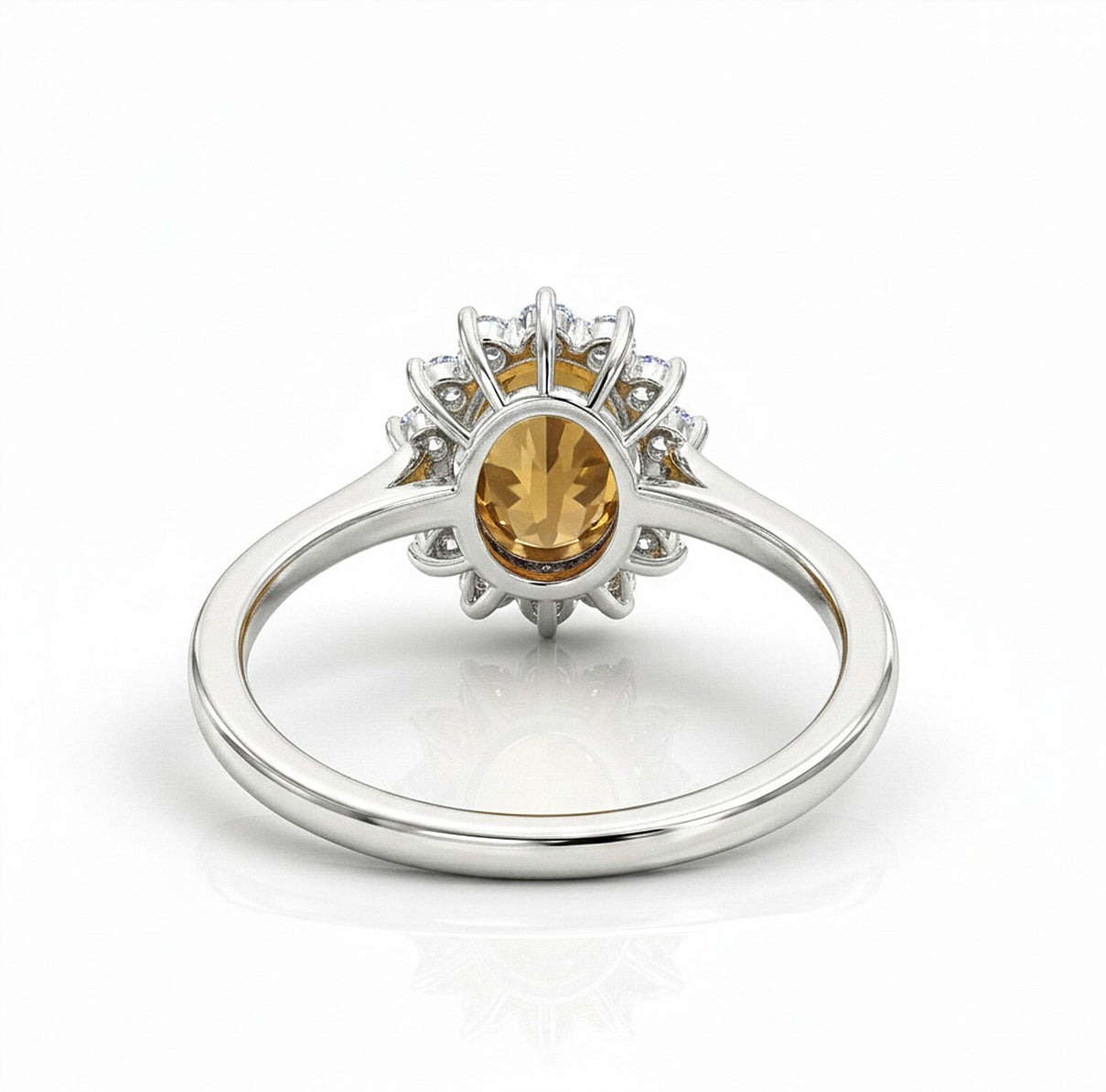 Princess Diana Inspired Citrine November Birthstone Halo Ring in Sterling Silver with Platinum Plating 3811695 8