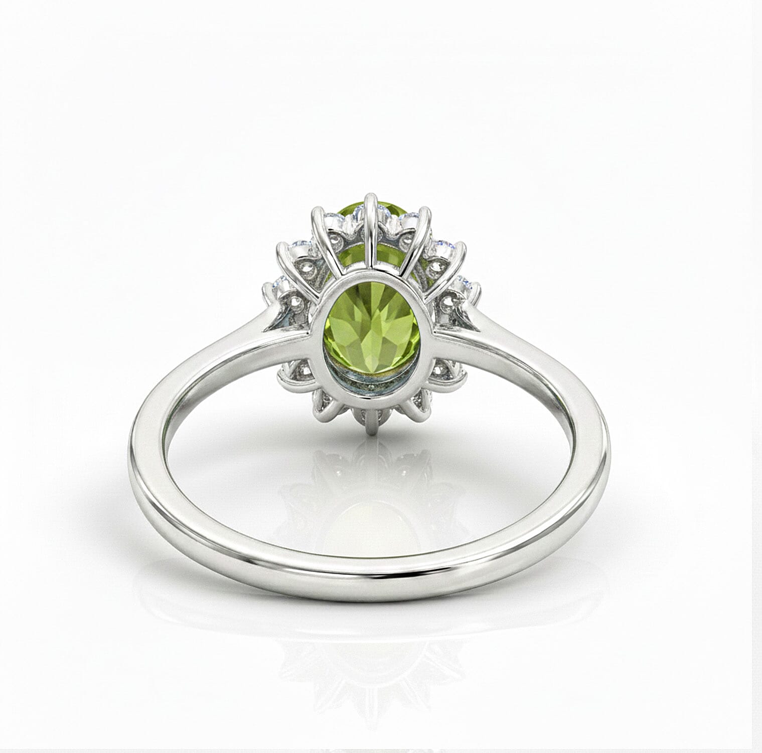 Princess Diana Inspired Hebei Peridot August Birthstone Halo Ring in Sterling Silver with Platinum Plating 3811710 8
