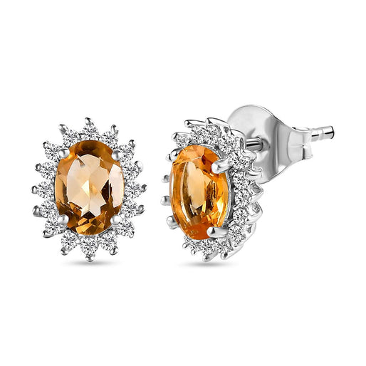 Royal Bali Collection - D'Joy Masoala Sapphire & Natural Zircon Halo Stud Earrings with Push Back in 18K Vermeil Yellow Gold Plated Sterling Silver 2.70 Ct.