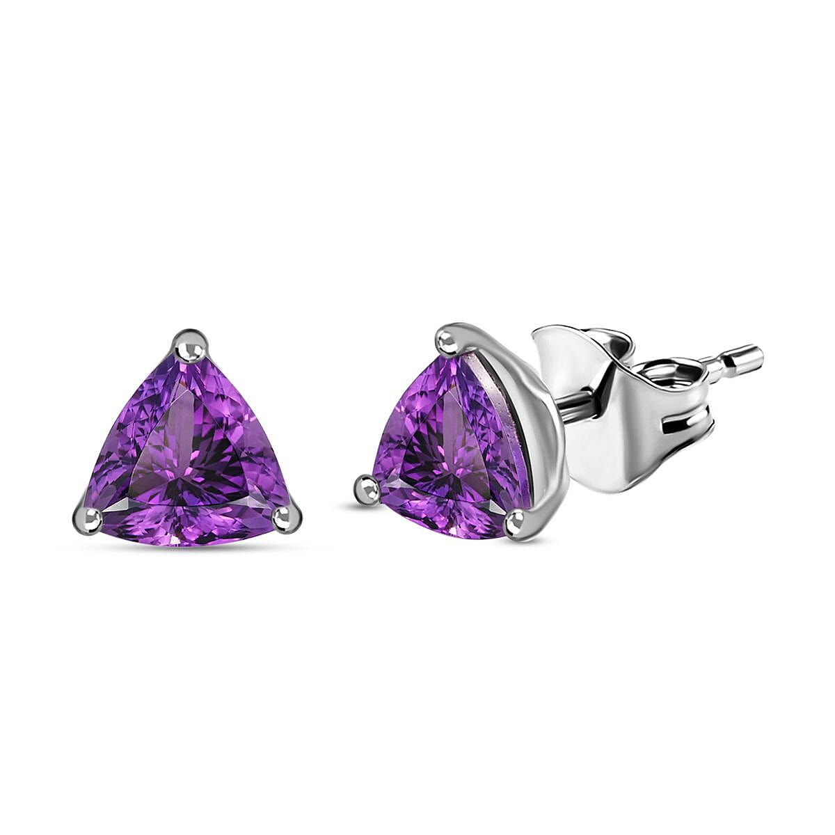 1.15  Ct. African Amethyst Solitaire Stud Earrings in Platinum Plated Sterling Silver 3815890 0