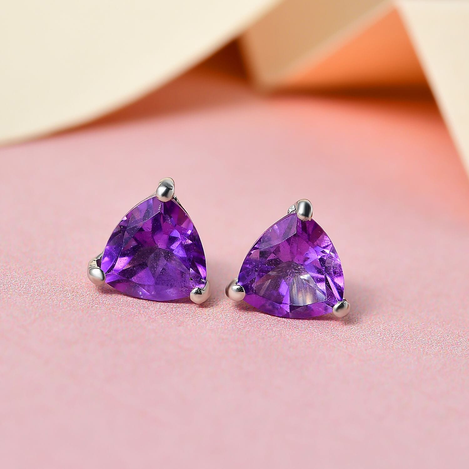 1.15  Ct. African Amethyst Solitaire Stud Earrings in Platinum Plated Sterling Silver 3815890 2
