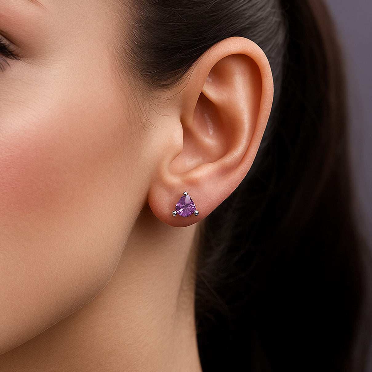 1.15  Ct. African Amethyst Solitaire Stud Earrings in Platinum Plated Sterling Silver 3815890 3