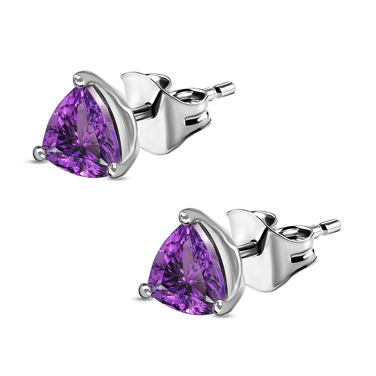 1.15  Ct. African Amethyst Solitaire Stud Earrings in Platinum Plated Sterling Silver 3815890 4