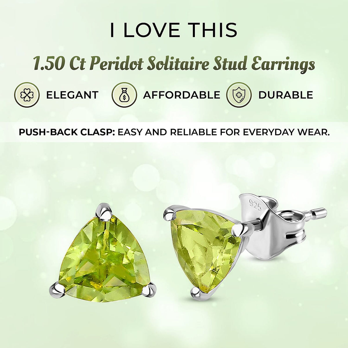 1.50 Ct Peridot Solitaire Stud Earrings in Platinum Plated Sterling Silver 3815894 4