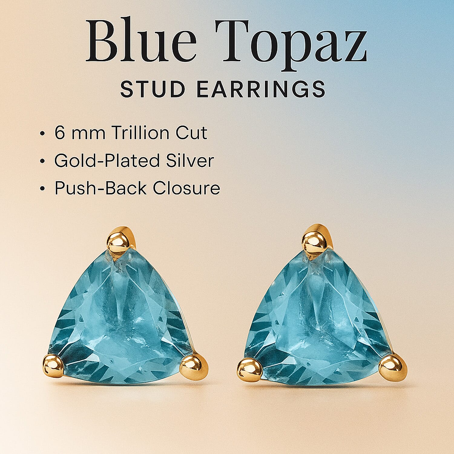 1.5  Ct. Blue Topaz Solitaire Stud Earrings in 18K Vermeil Yellow Gold Over Sterling Silver 3816134 3