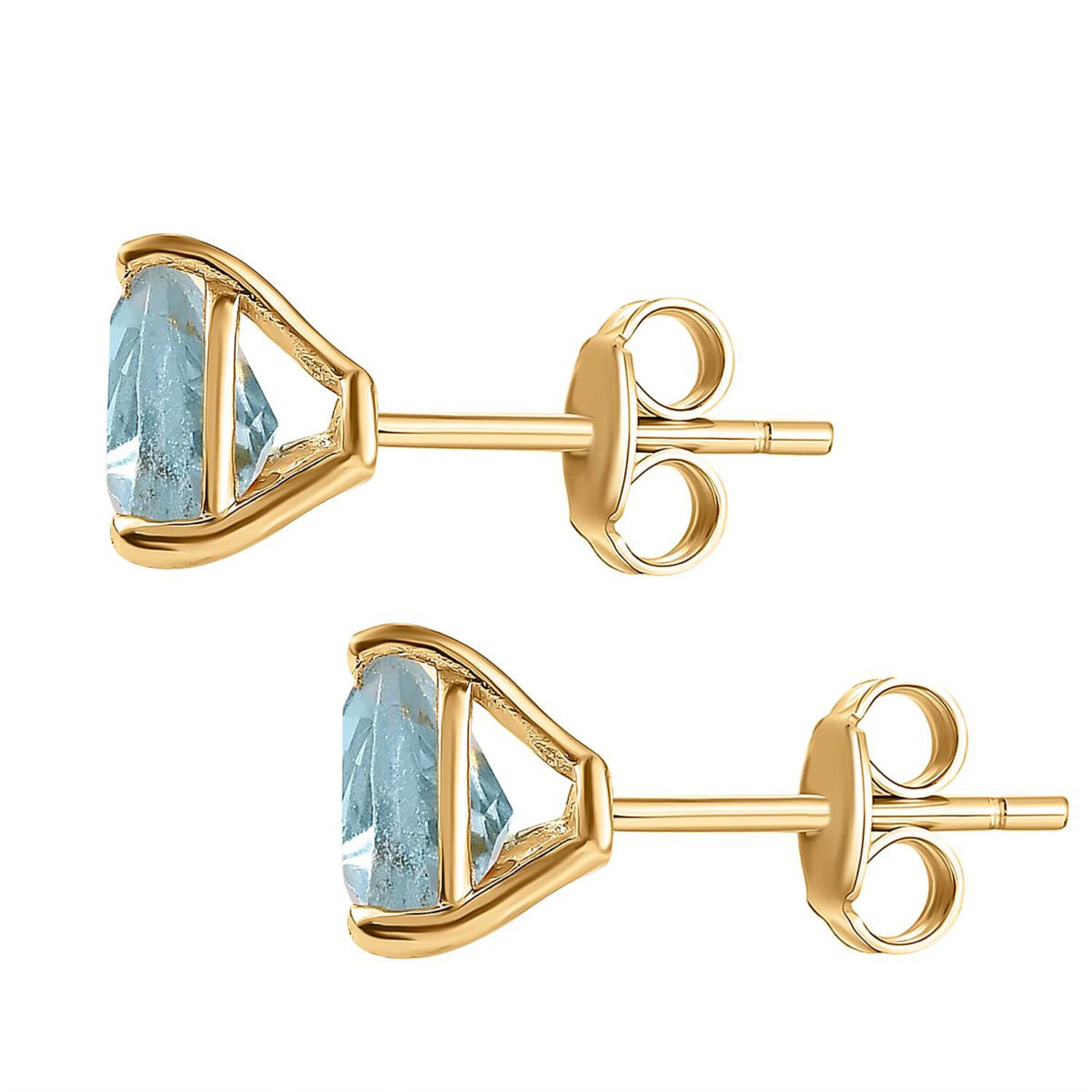 1.5  Ct. Blue Topaz Solitaire Stud Earrings in 18K Vermeil Yellow Gold Over Sterling Silver 3816134 4