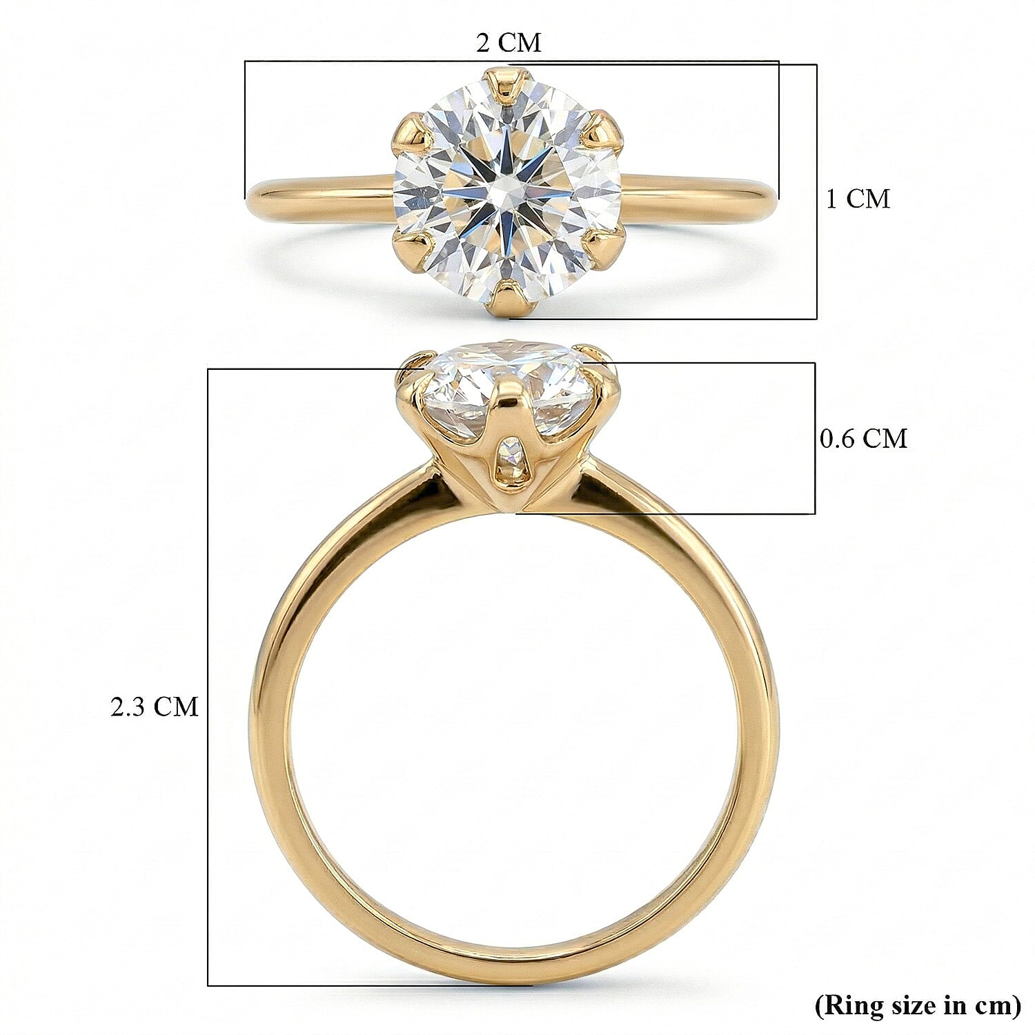 9K Yellow Gold Moissanite Brilliant-Cut Solitaire Ring 1.72 Ct. 3869209 8
