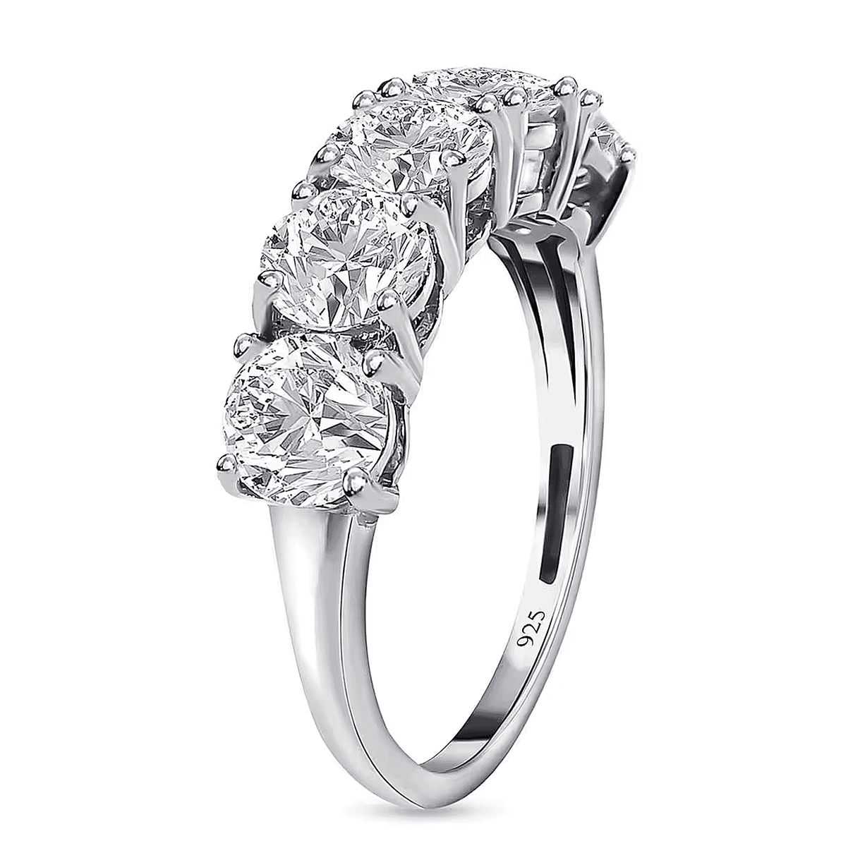 Moissanite 5 Stone Ring in Rhodium Plated Sterling Silver 2.25 Ct. 3890380 4
