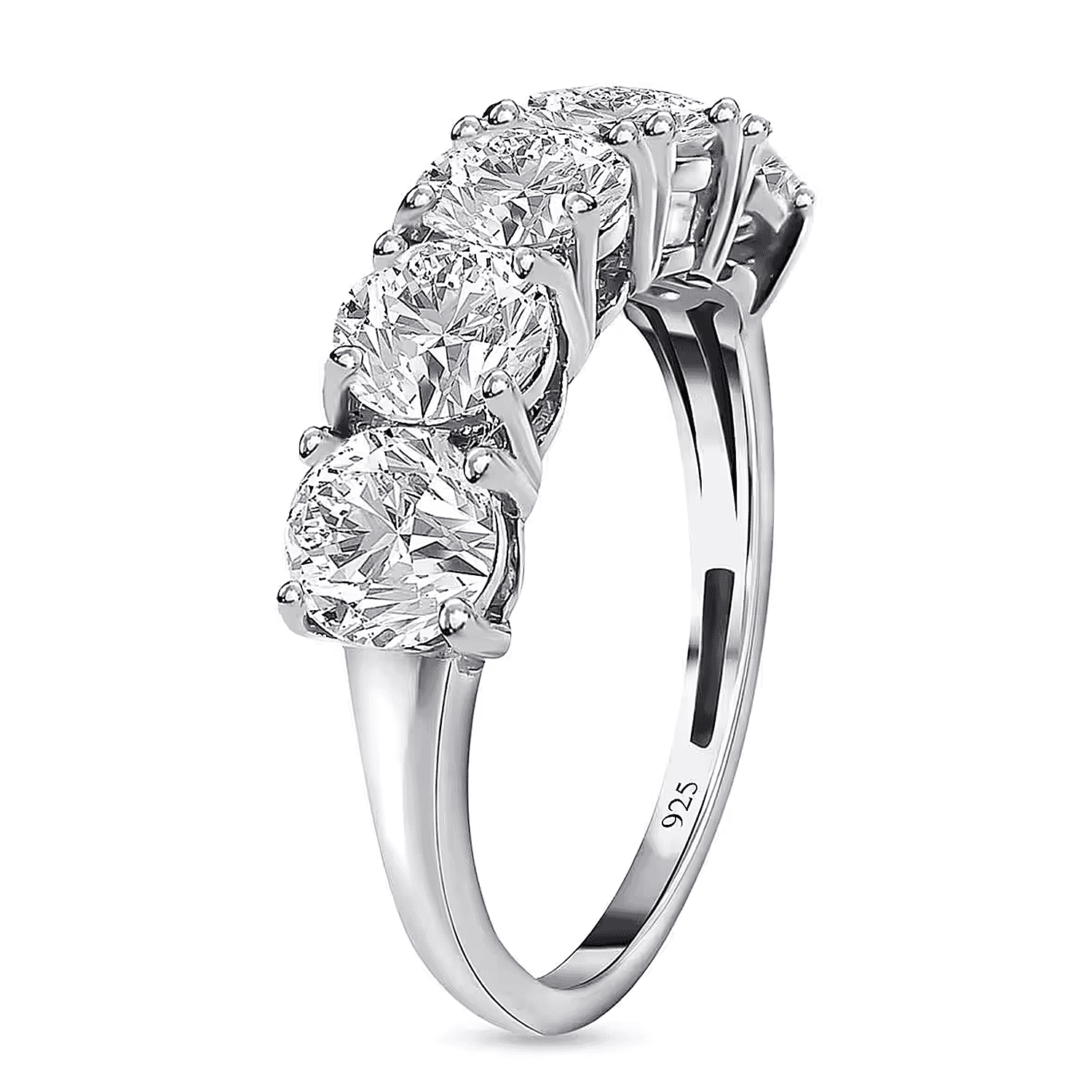 Moissanite 5 Stone Ring in Rhodium Plated Sterling Silver 2.25 Ct. 3890380 4