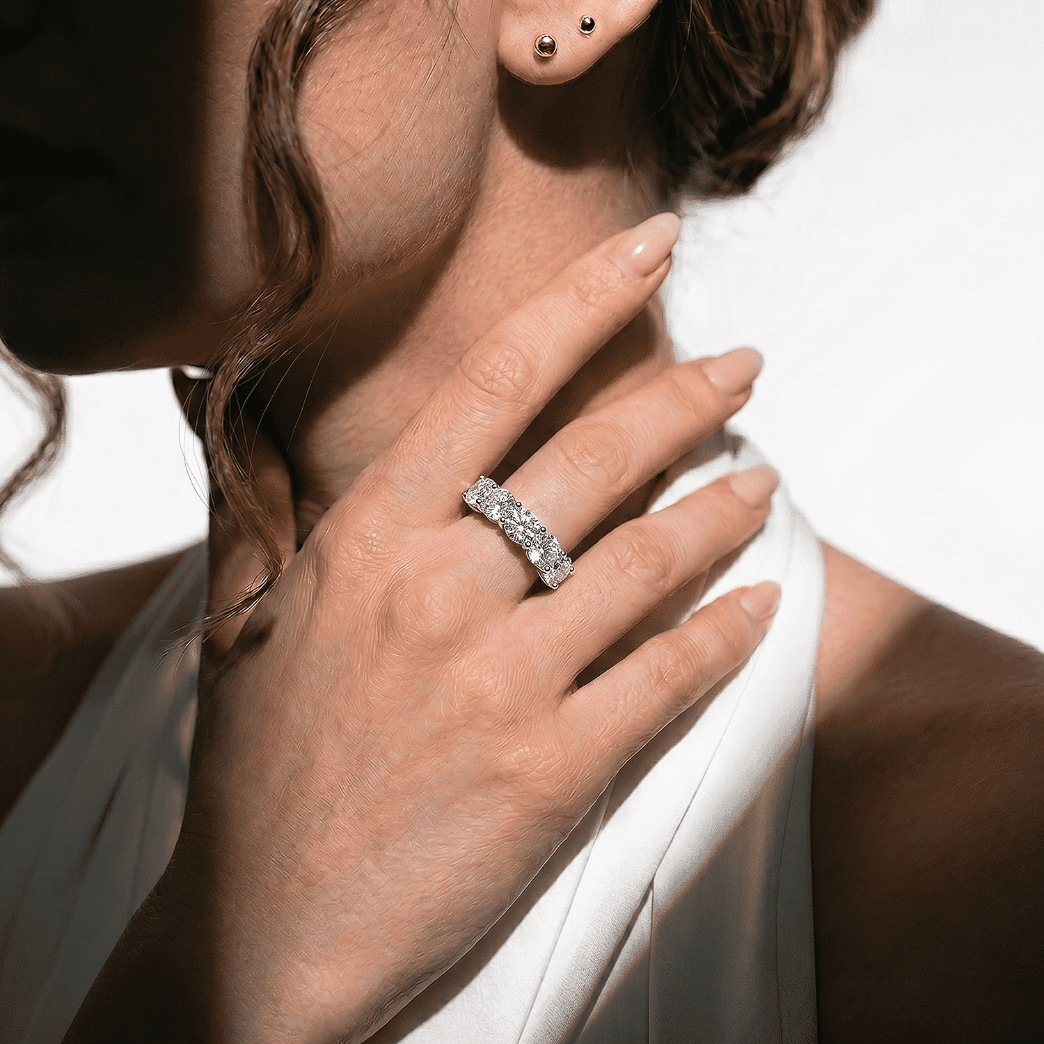 Moissanite 5 Stone Ring in Rhodium Plated Sterling Silver 2.25 Ct. 3890380 5