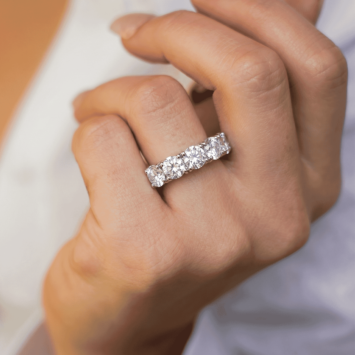 Moissanite 5 Stone Ring in Rhodium Plated Sterling Silver 2.25 Ct. 3890380 6