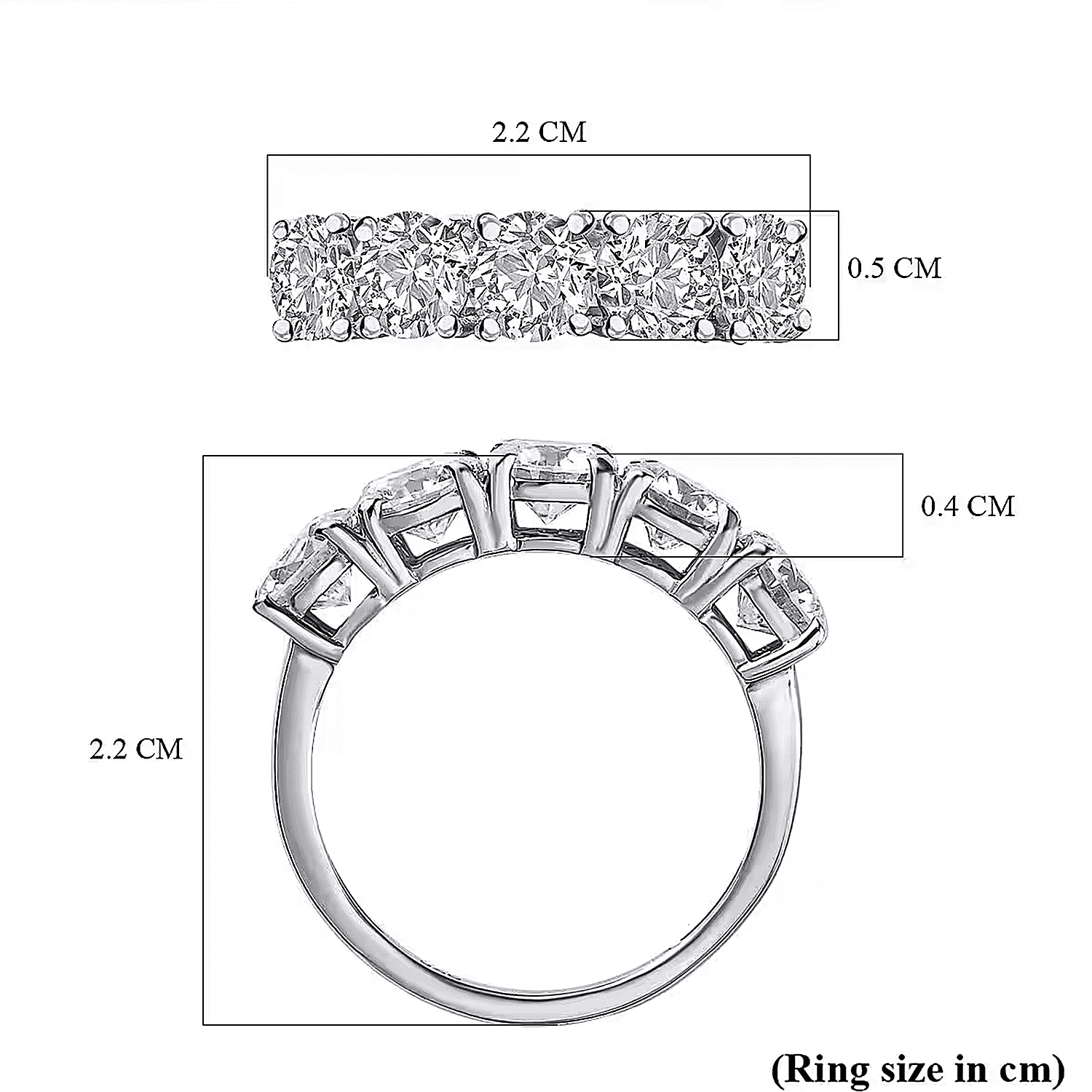 Moissanite 5 Stone Ring in Rhodium Plated Sterling Silver 2.25 Ct. 3890380 7