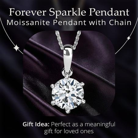 1.79 Ct. Moissanite Round Solitaire Pendant with Chain (Size 20) in Platinum Overlay Sterling Silver 4157916 2