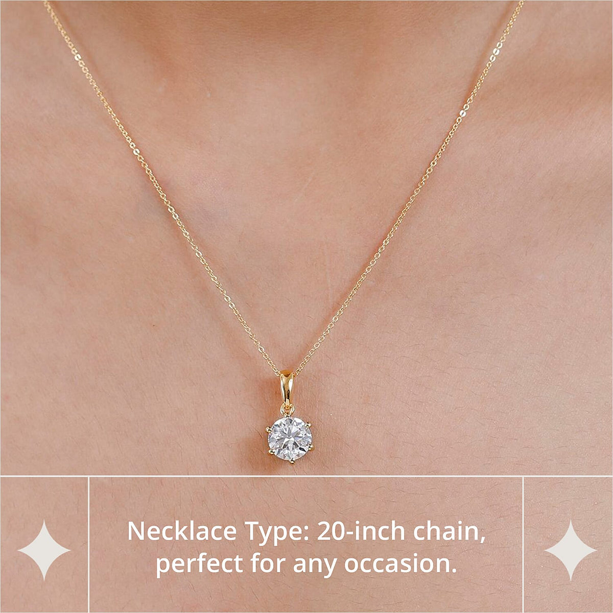 1.79 Ct. Moissanite Round Solitaire Pendant with Chain (Size 20) in 18K Vermeil Yellow Gold Plated Sterling Silver 4157920 5