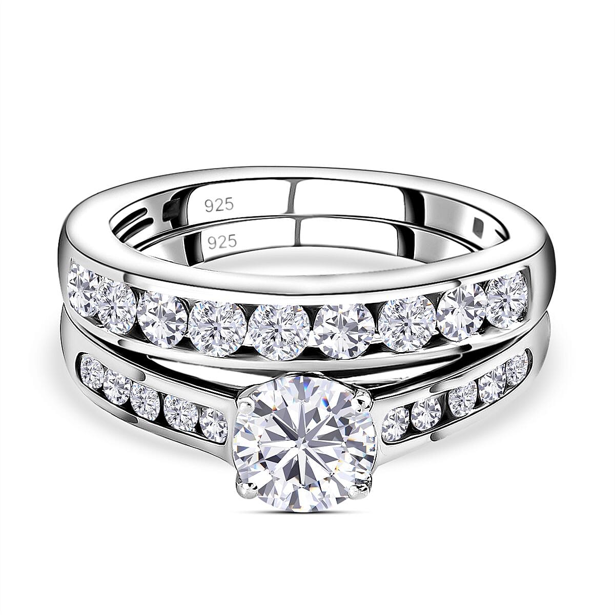 D'joy 1.5 Ct. Moissanite Stackable Ring jewellery set in Platinum Sterling Silver 4201129 0