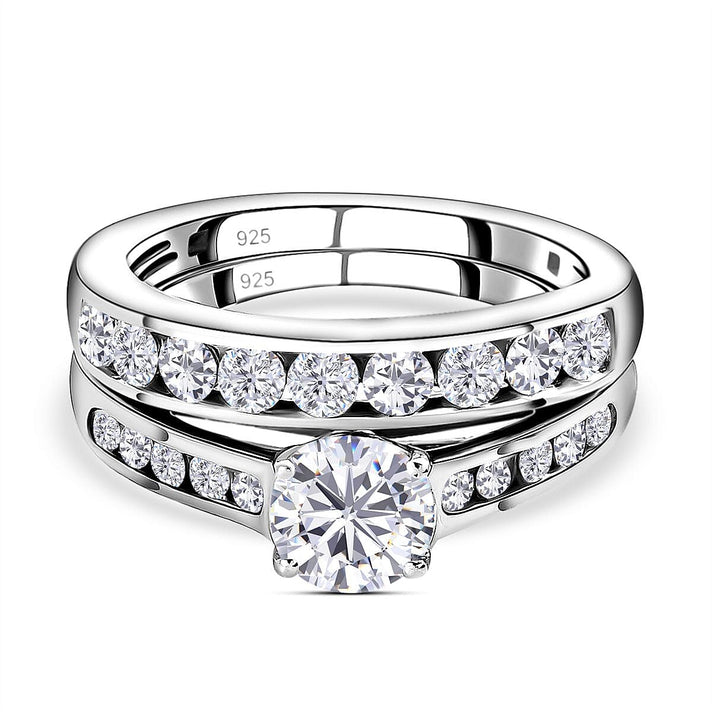 D'joy 1.5 Ct. Moissanite Stackable Ring jewellery set in Platinum Sterling Silver 4201129 1