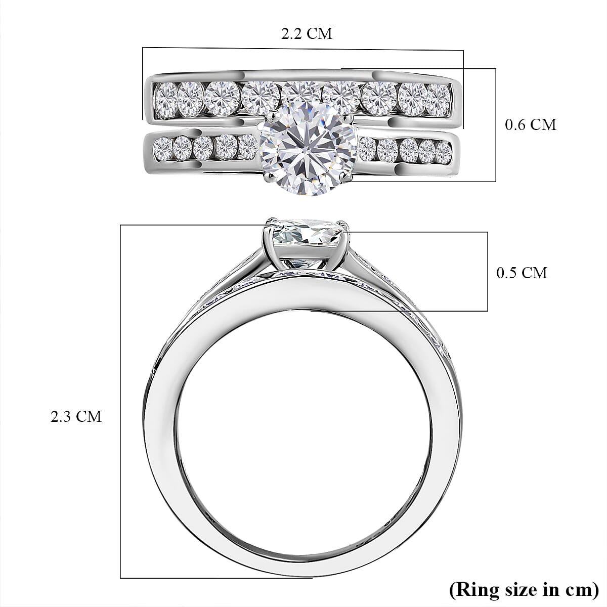 D'joy 1.5 Ct. Moissanite Stackable Ring jewellery set in Platinum Sterling Silver 4201129 7