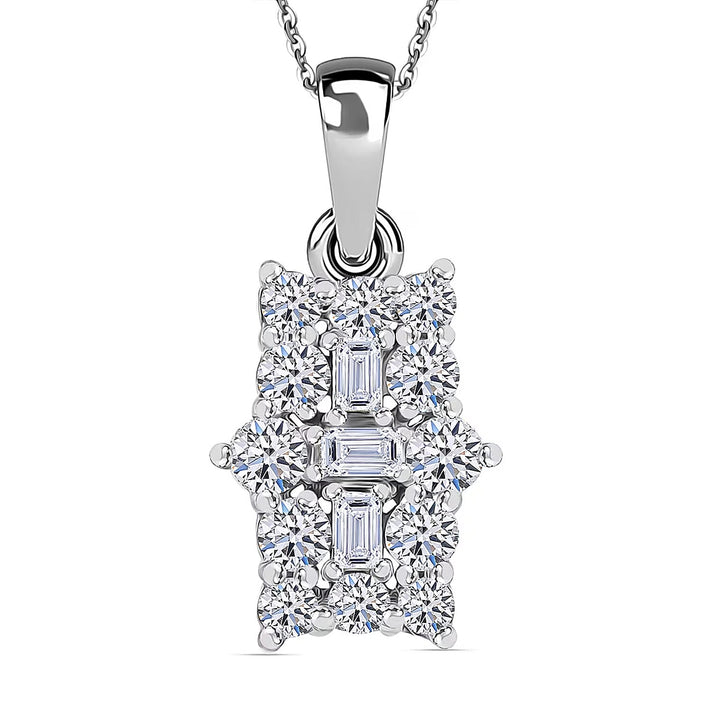 LUXURIANT 0.5 Ct. Lab Grown Diamond Boat Pendant with Chain (Size 20) in Rhodium Overlay Sterling Silver (SI G/H) 4356995 1