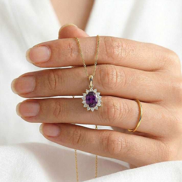Hebei Peridot August Birthstone and Natural Zircon Halo Pendant with Chain(Size-20 with Lobster Clasp) in 18K Vermeil Yellow Gold Plated Sterling Silver 4400806 2