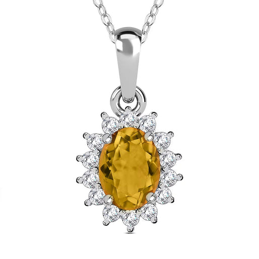Royal Bali Collection - D'Joy Rainbow Moonstone & Natural Zircon Halo Pendant with Chain (Size - 20) in 18K Vermeil Yellow Gold Plated Sterling Silver 1.00 Ct