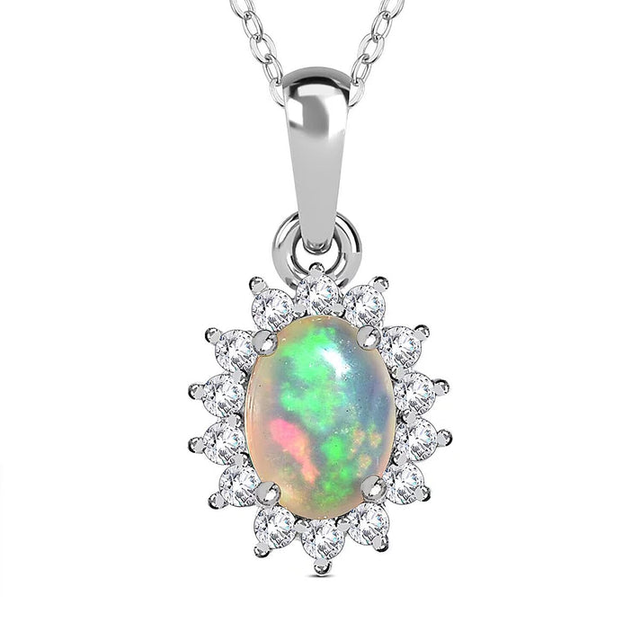 Hebei Peridot August Birthstone and Natural Zircon Halo Pendant with Chain(Size-20 with Lobster Clasp) in 18K Vermeil Yellow Gold Plated Sterling Silver 4400806 1