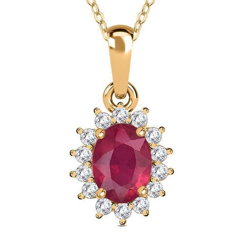Royal Bali Collection - D'Joy Rainbow Moonstone & Natural Zircon Halo Pendant with Chain (Size - 20) in 18K Vermeil Yellow Gold Plated Sterling Silver 1.00 Ct