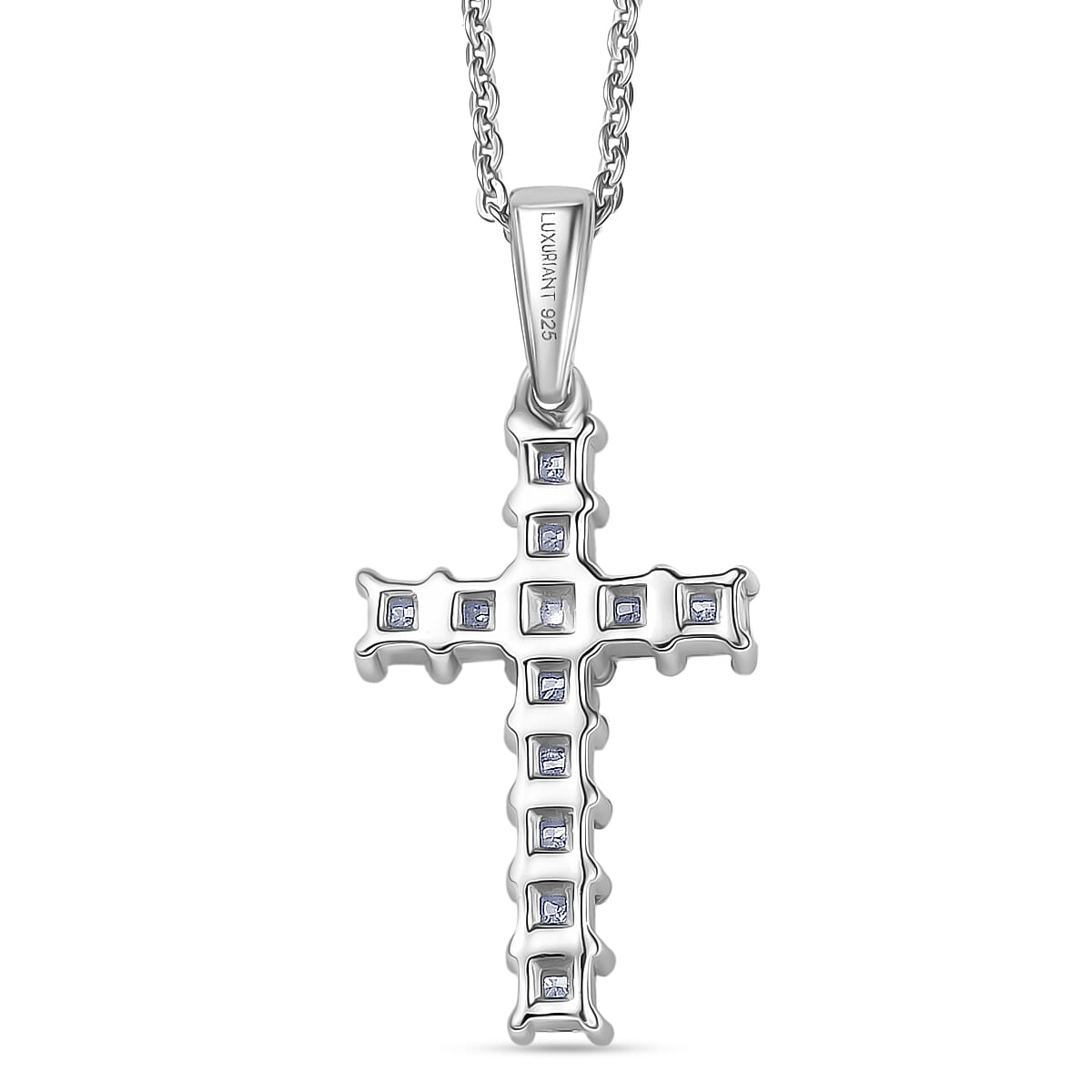 0.58 Ct Luxuriant Lab Grown Diamond (VS-EF) Cross Pendant with Chain (Size 20) in Rhodium Overlay St 4418489 5