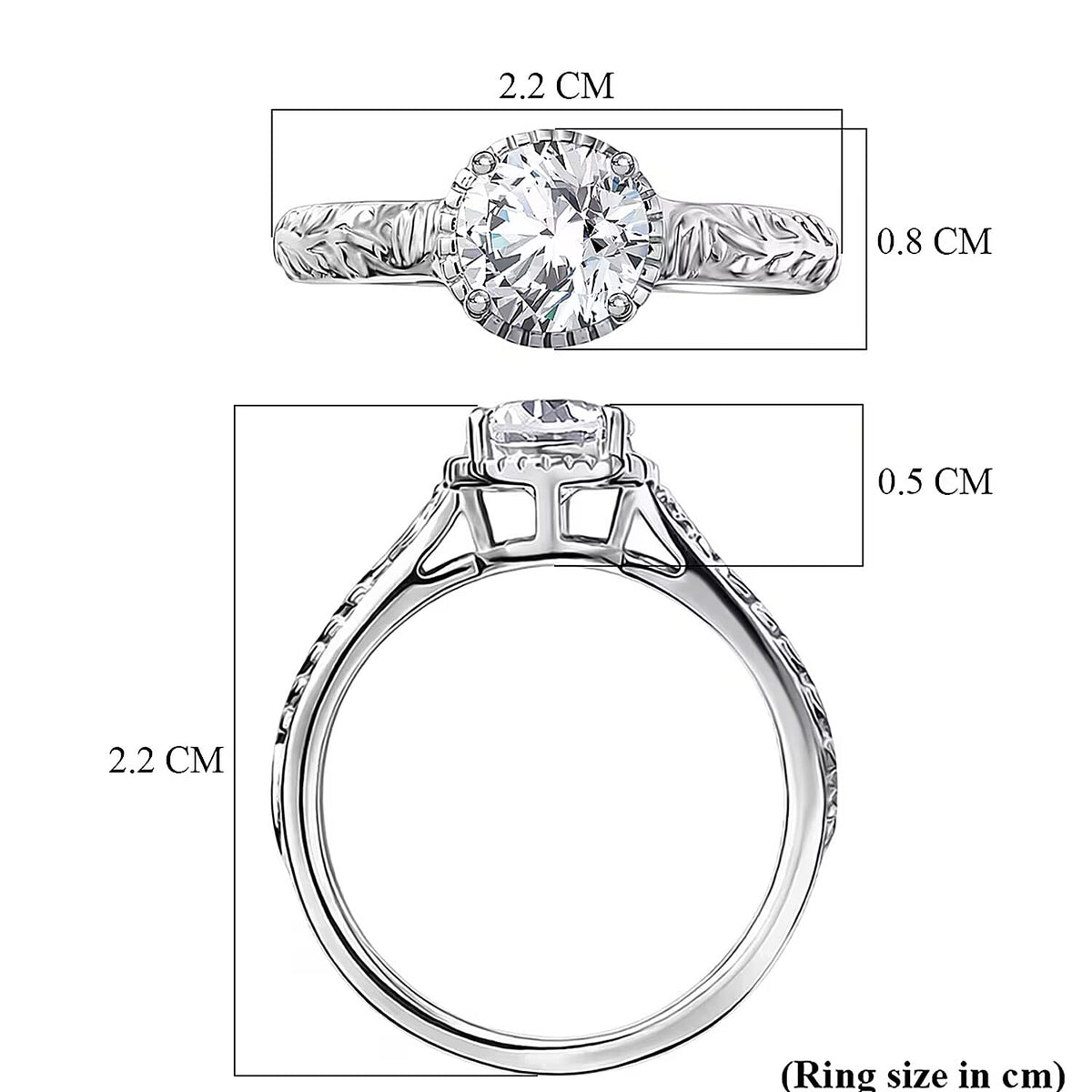 Set of 2 - D'Joy Moissanite Band Ring in Platinum Overlay Sterling 1.00 Ct. 4449279 7