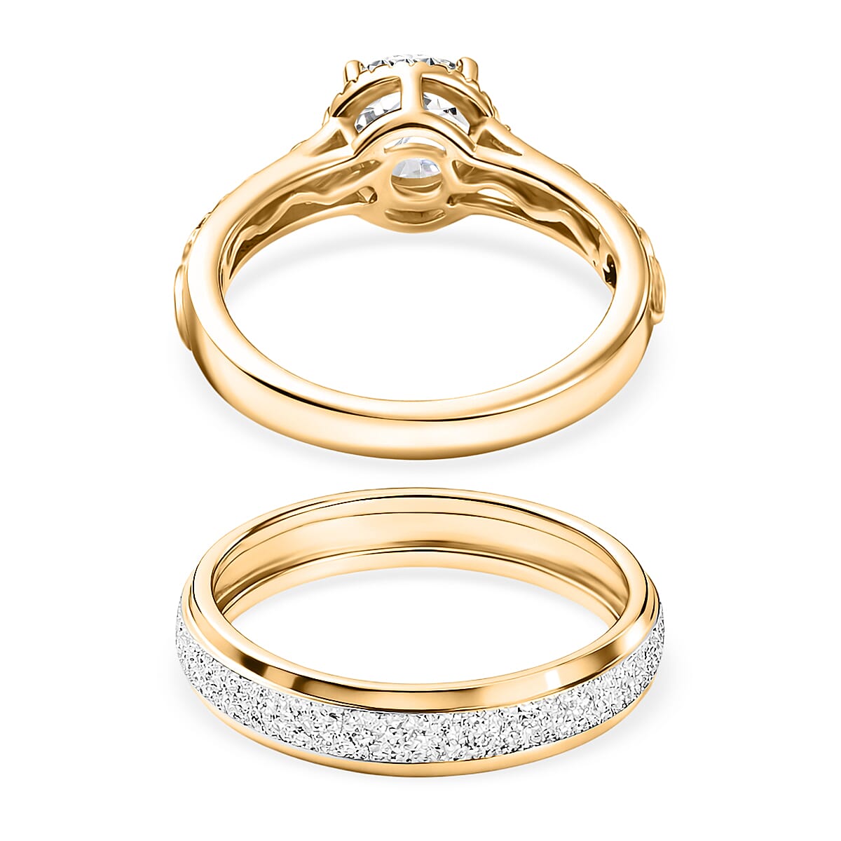 Set of 2 - D'Joy Moissanite Band Ring in Yellow Gold Plated Sterling Silver 1.00 Ct. 4449286 5