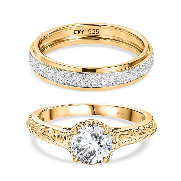 Set of 2 - D'Joy Moissanite Band Ring in Yellow Gold Plated Sterling Silver 1.00 Ct. 4449293 1