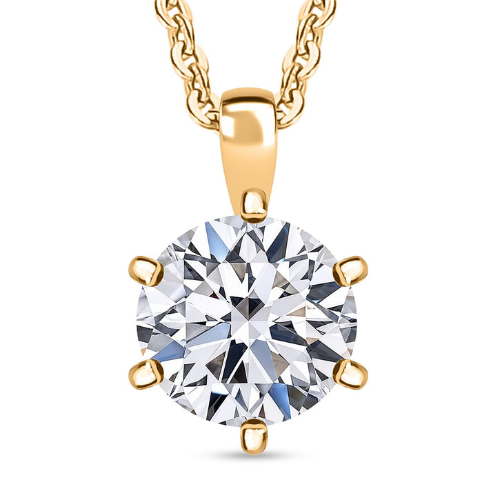 LUXURIANT 1 Ct. Lab Grown Diamond Solitaire Pendant with Chain (Size 20) in 18K Vermeil Yellow Gold Plated Sterling Silver (SI-GH) 4452393 1