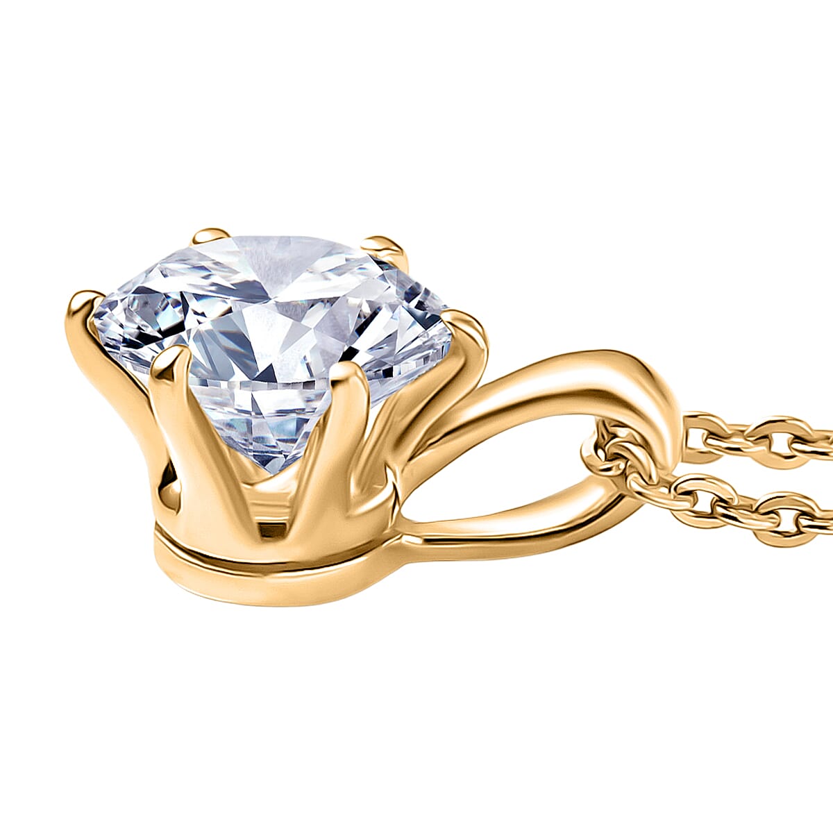 LUXURIANT 1 Ct. Lab Grown Diamond Solitaire Pendant with Chain (Size 20) in 18K Vermeil Yellow Gold Plated Sterling Silver (SI-GH) 4452393 4