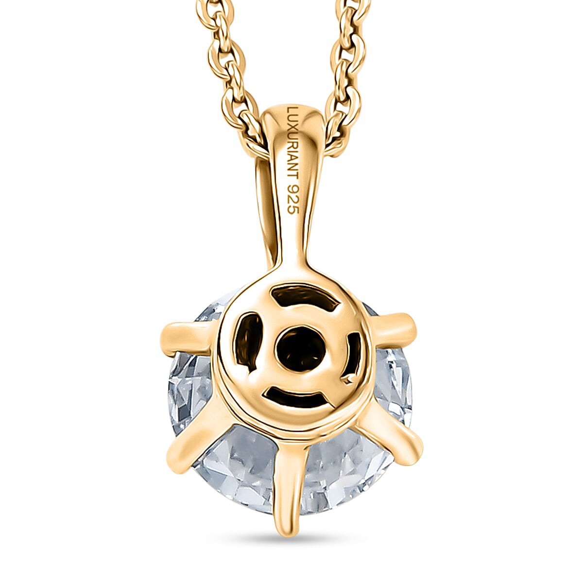LUXURIANT 1 Ct. Lab Grown Diamond Solitaire Pendant with Chain (Size 20) in 18K Vermeil Yellow Gold Plated Sterling Silver (SI-GH) 4452393 5