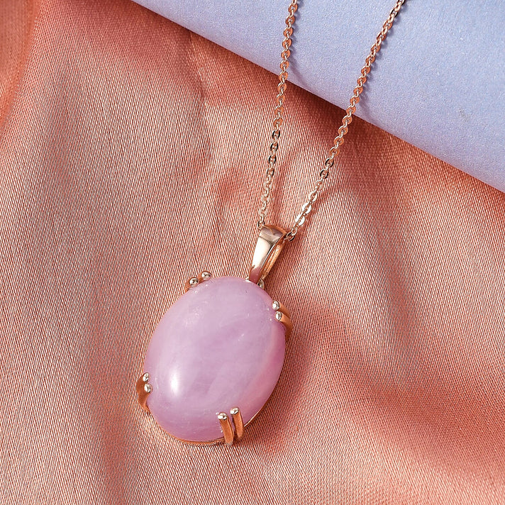 Natural Galileia Kunzite Solitaire Pendant with Chain (Size 20) in Rose Gold Plated Sterling Silver 22.72 Ct. 4453848 2