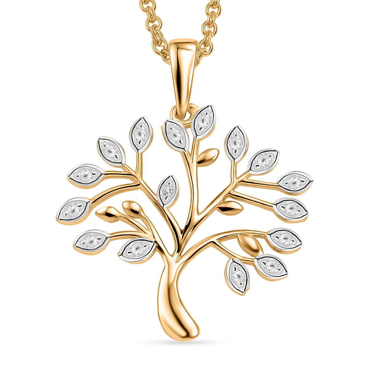 Natural White Diamond Tree of Life Pendant with Chain (Size 20) 4462494 0