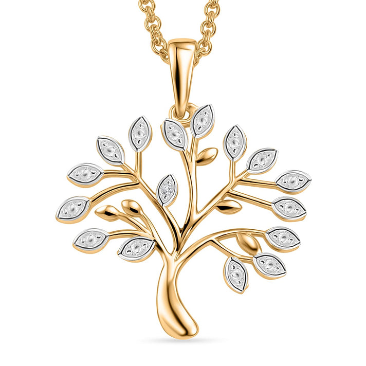 Natural White Diamond Tree of Life Pendant with Chain (Size 20) 4462494 1