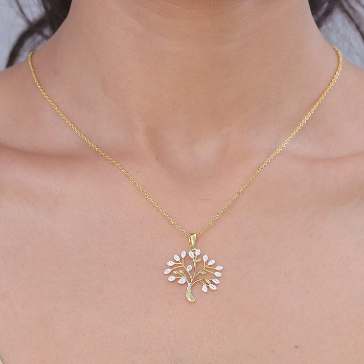Natural White Diamond Tree of Life Pendant with Chain (Size 20) 4462494 2