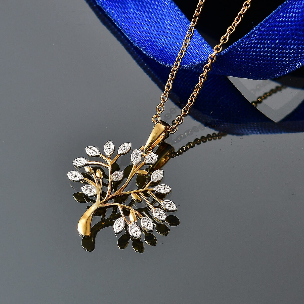 Natural White Diamond Tree of Life Pendant with Chain (Size 20) 4462494 3