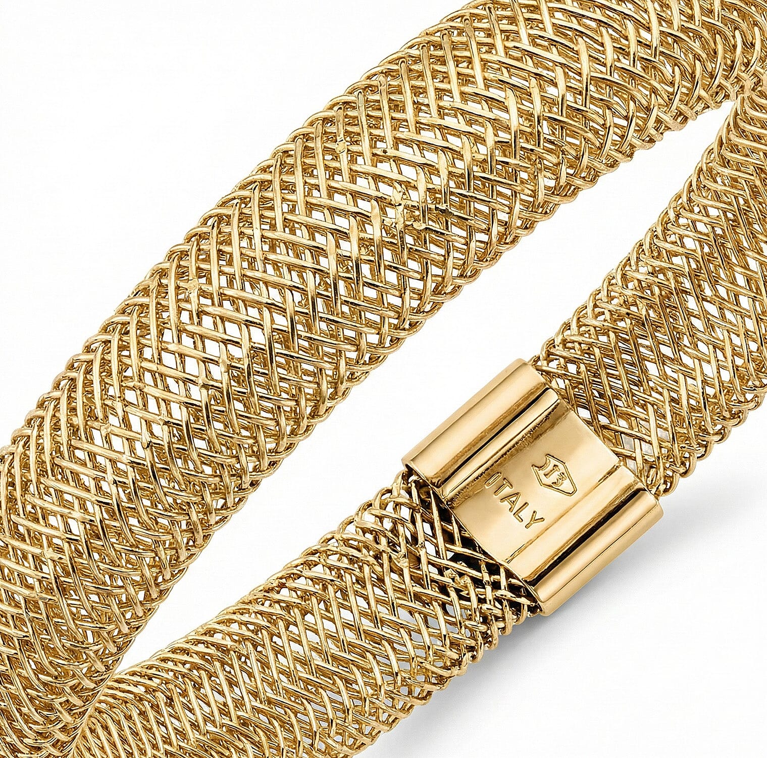 Italian Made 9K Yellow Gold Mesh Stretchable Bangle (Size - 7.25) 6025269 4