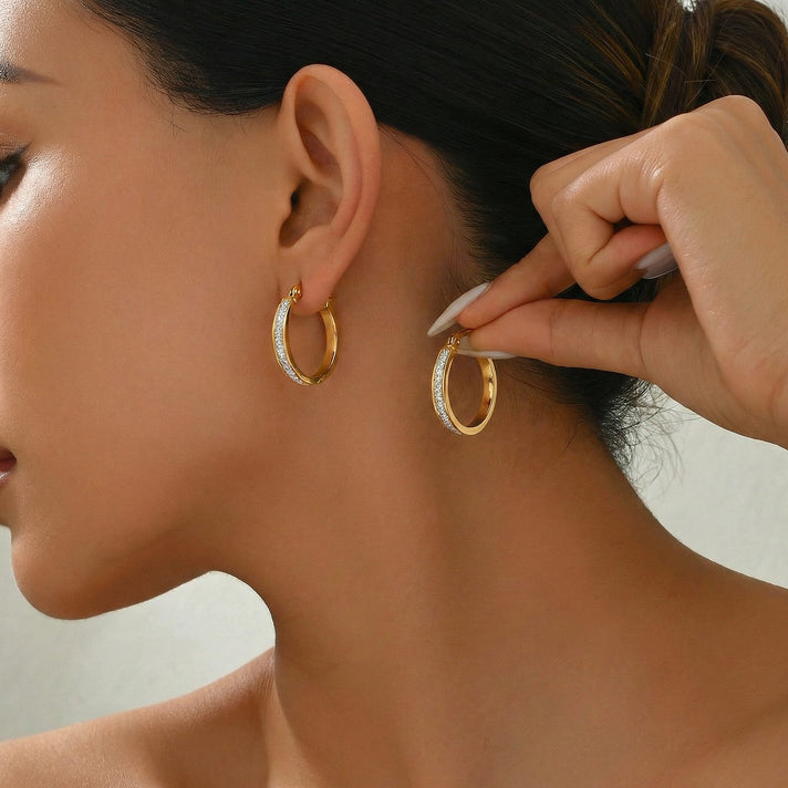 9K Yellow Gold 2.5MM Tube 19MM Stardust Creole Hoop Earrings 1.5 grams 6092898 2