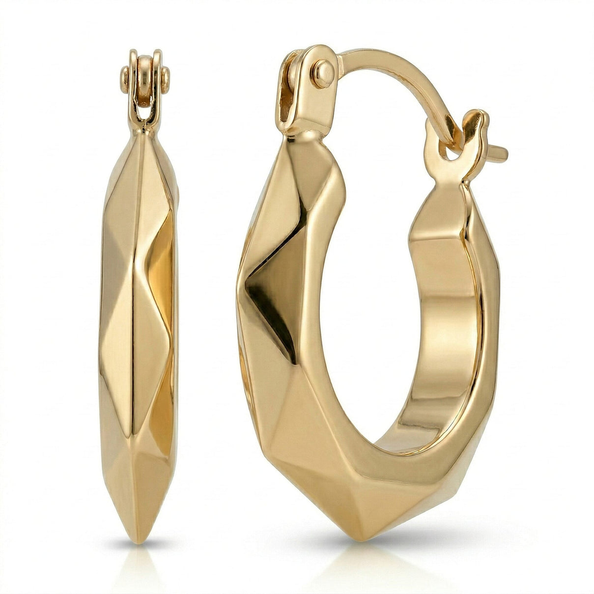 9K Yellow Gold 14MM Patterned Creole Earrings 0.53 grams 6092938 0