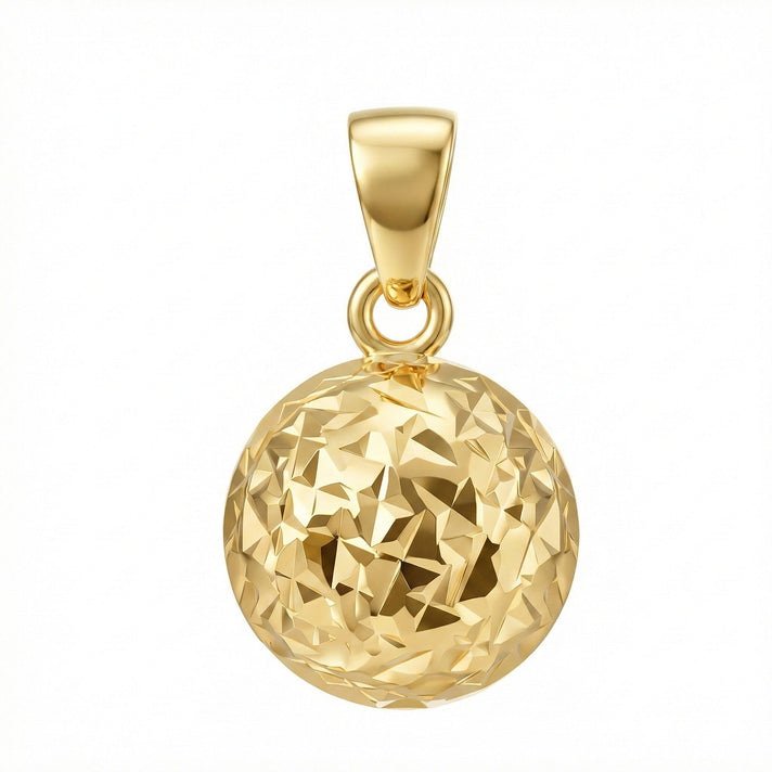 9K Yellow Gold 10MM Diamond Cut Ball Pendant 0.6 grams 6092972 1