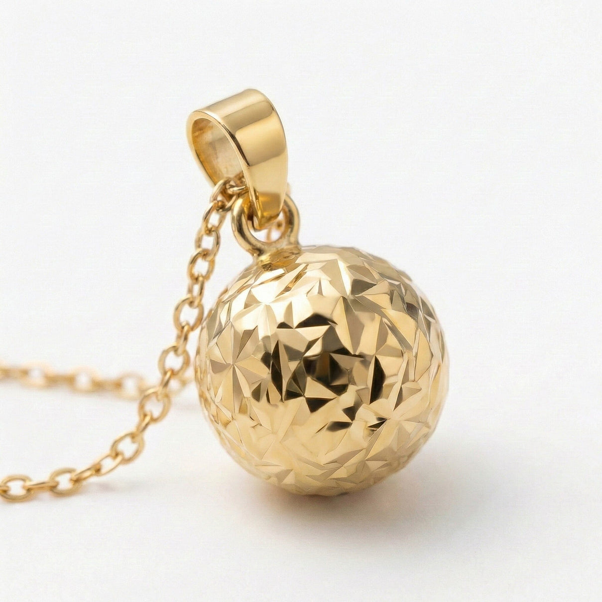 9K Yellow Gold 10MM Diamond Cut Ball Pendant 0.6 grams 6092972 3