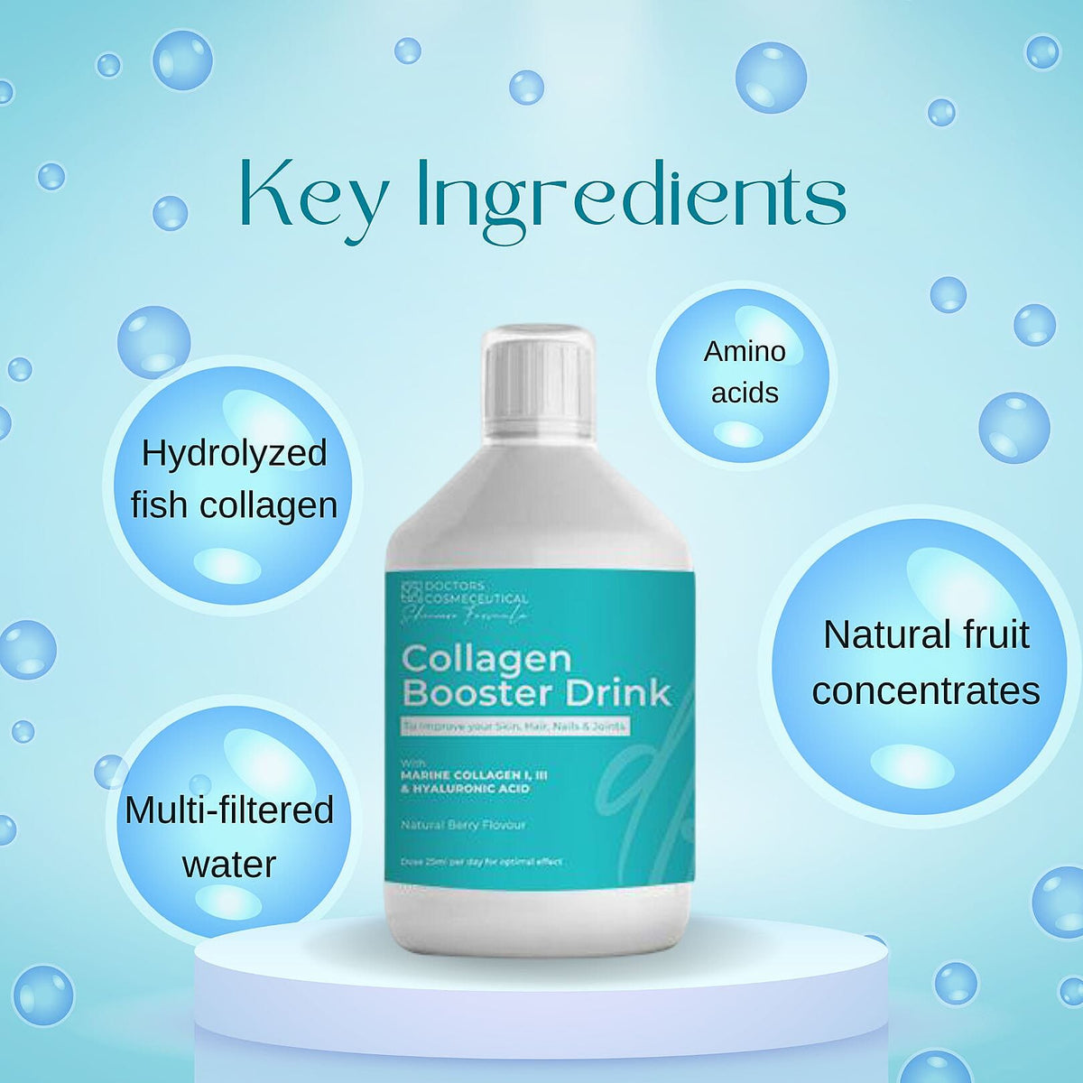 Doctors Formula: Marine Collagen and Hyaluronic Acid Booster Drink 10000mg- 500ml 6252216 3