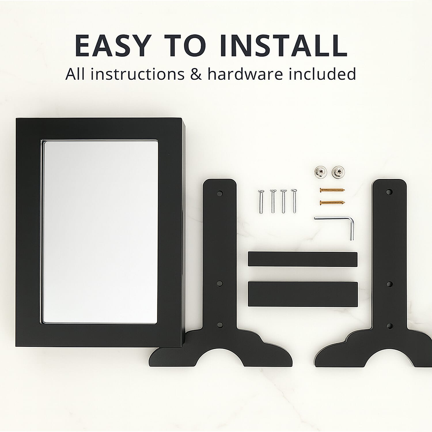Portable Jewellery Cabinet with Standing Mirror - Black 6259963 4