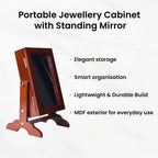 Portable Jewellery Cabinet with Standing Mirror - Black